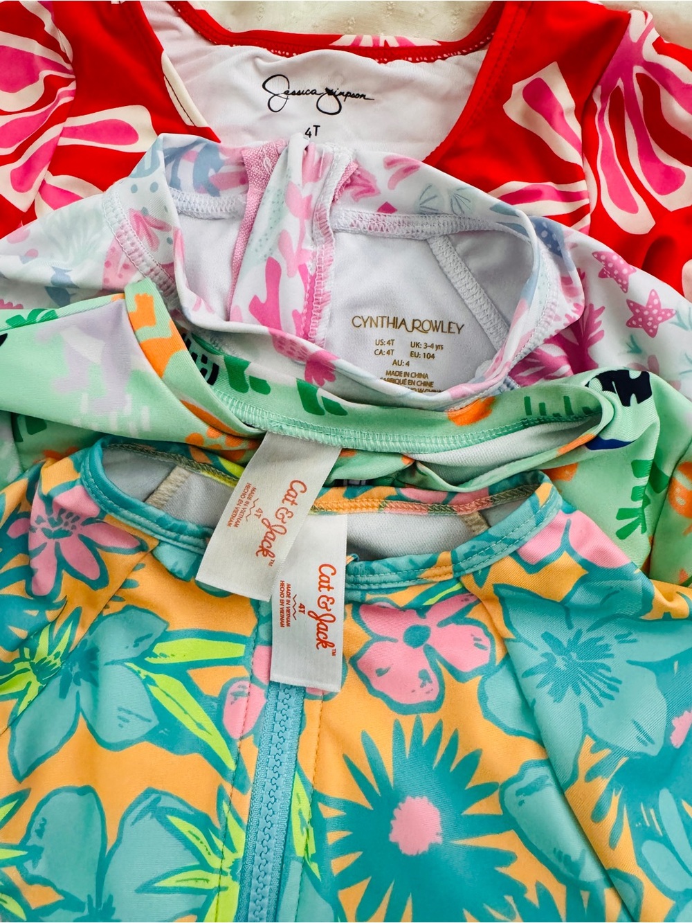 Toddler 4T Zip Front Rash Guard Swim Cat & Jack, Jessica Simpson, Cynthia Rowley
